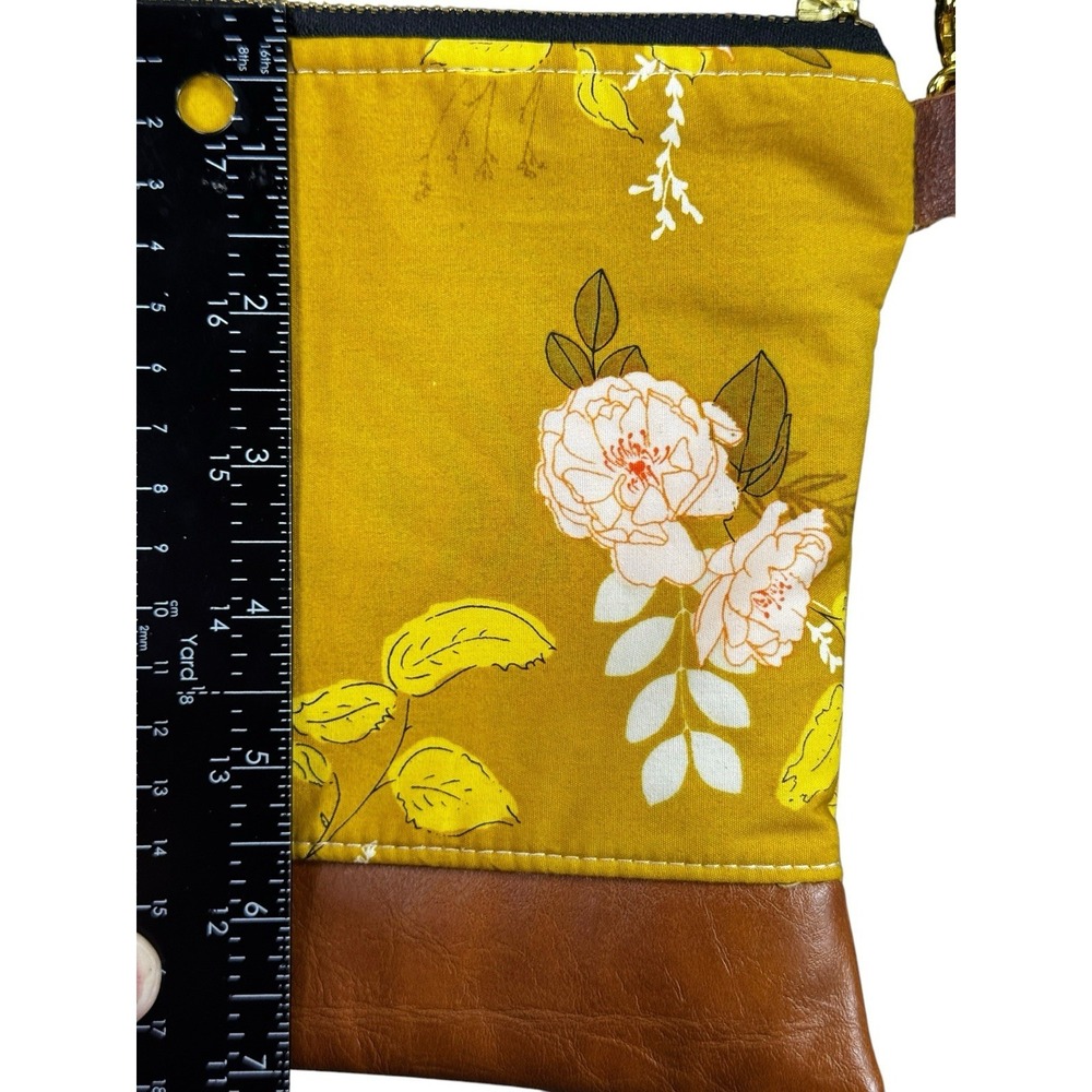 September Skye Floral Crossbody Bag Mustard Yellow Boho Purse Faux Leather - Picture 9 of 10